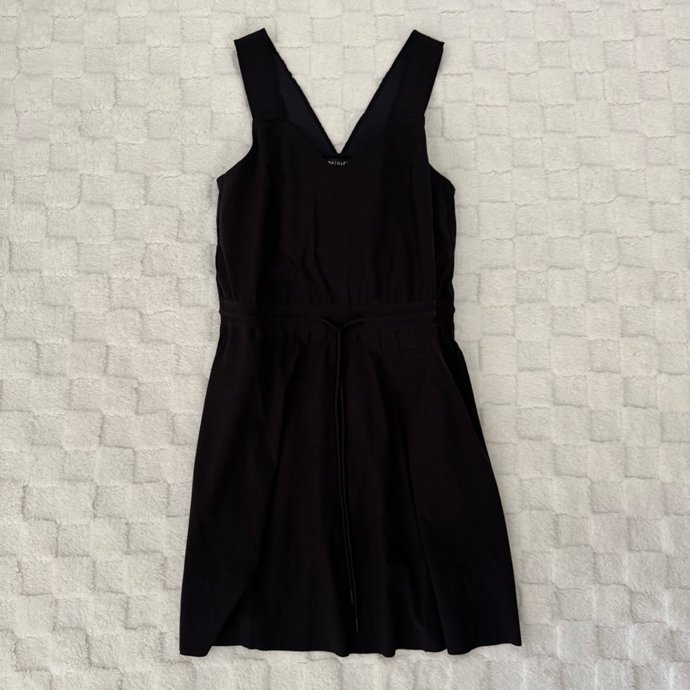 Athleta Activewear Black Savannah Strap Tennis Dress, Sleeveless V-Neck, Small